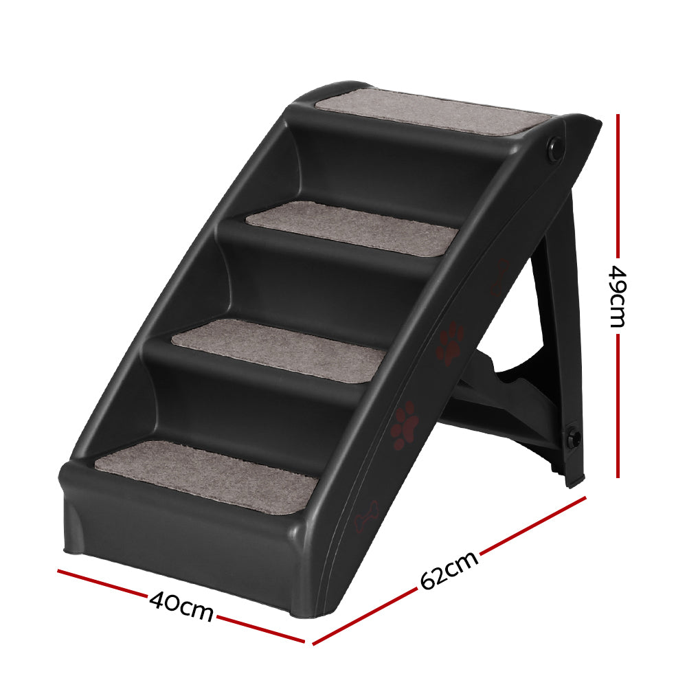 Pet Dog Ramp & Stairs for Bed, Sofa, Car – Portable & Foldable, Black