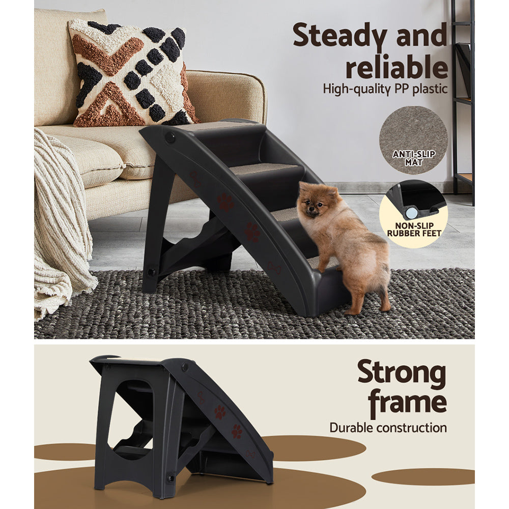Pet Dog Ramp & Stairs for Bed, Sofa, Car – Portable & Foldable, Black