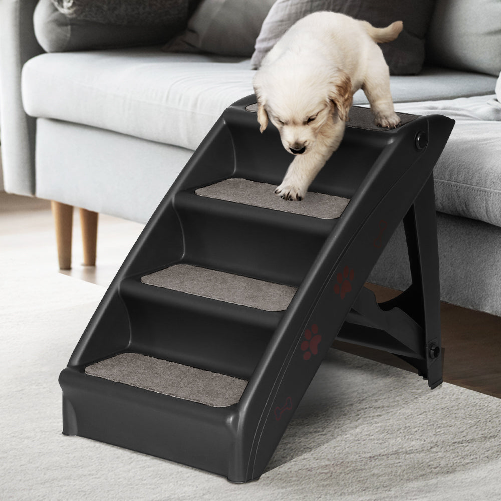 Pet Dog Ramp & Stairs for Bed, Sofa, Car – Portable & Foldable, Black