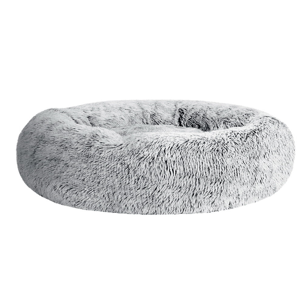 Large Calming Plush Pet Bed for Dogs and Cats – 90cm Light Charcoal