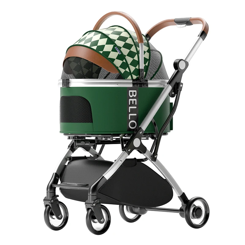 Bello Lux-Green Check Pet Stroller